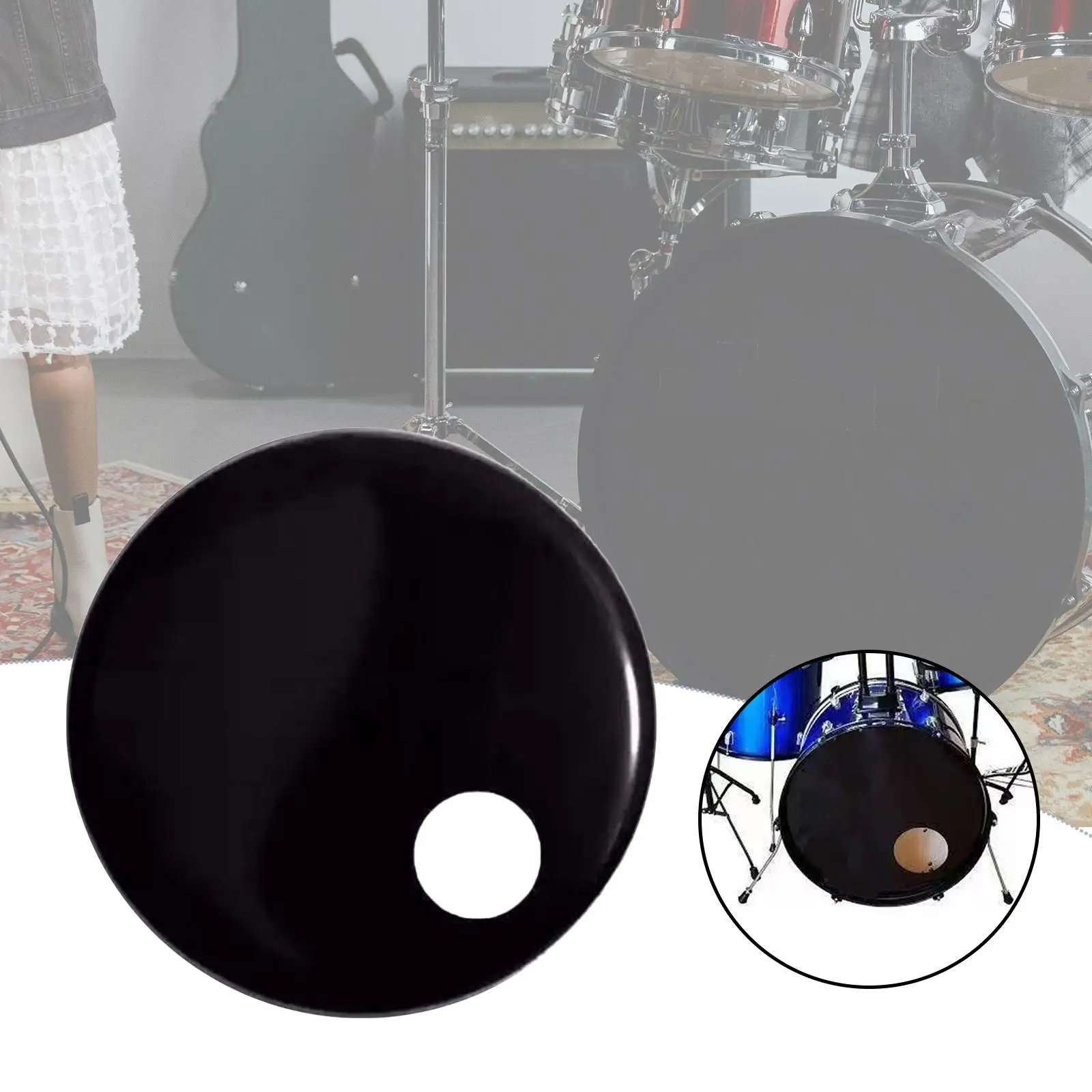 Bass Drum Resonanzkopf Mit Loch, Zuverlässige Leistung, Trommelreparaturteile, Verbesserte Resonanz, Glatter Trommelhaut-Ersatz, 55,9 Cm Bass Drum Resonanzkopf Mit Loch, Zuverlässige Leistung, Trommelreparaturteile, Verbesserte Resonanz, Glatter Trommelhaut-Ersatz, 55,9 Cm