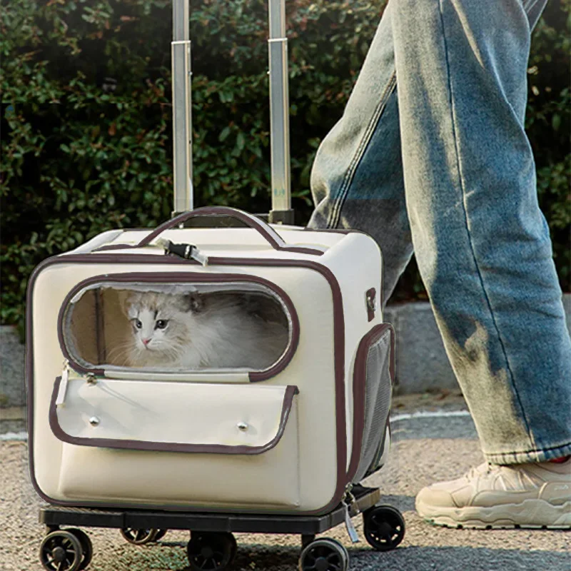 Cat Carrier Bag Pet Trolley Case Small Dog Luggage Bags Portable Cat Backpack Pushable Shoulder/Portable/Diagonal Bag Detachable Cat Carrier Bag Pet Trolley Case Small Dog Luggage Bags Portable Cat Backpack Pushable Shoulder/Portable/Diagonal Bag Detachable - Image 10
