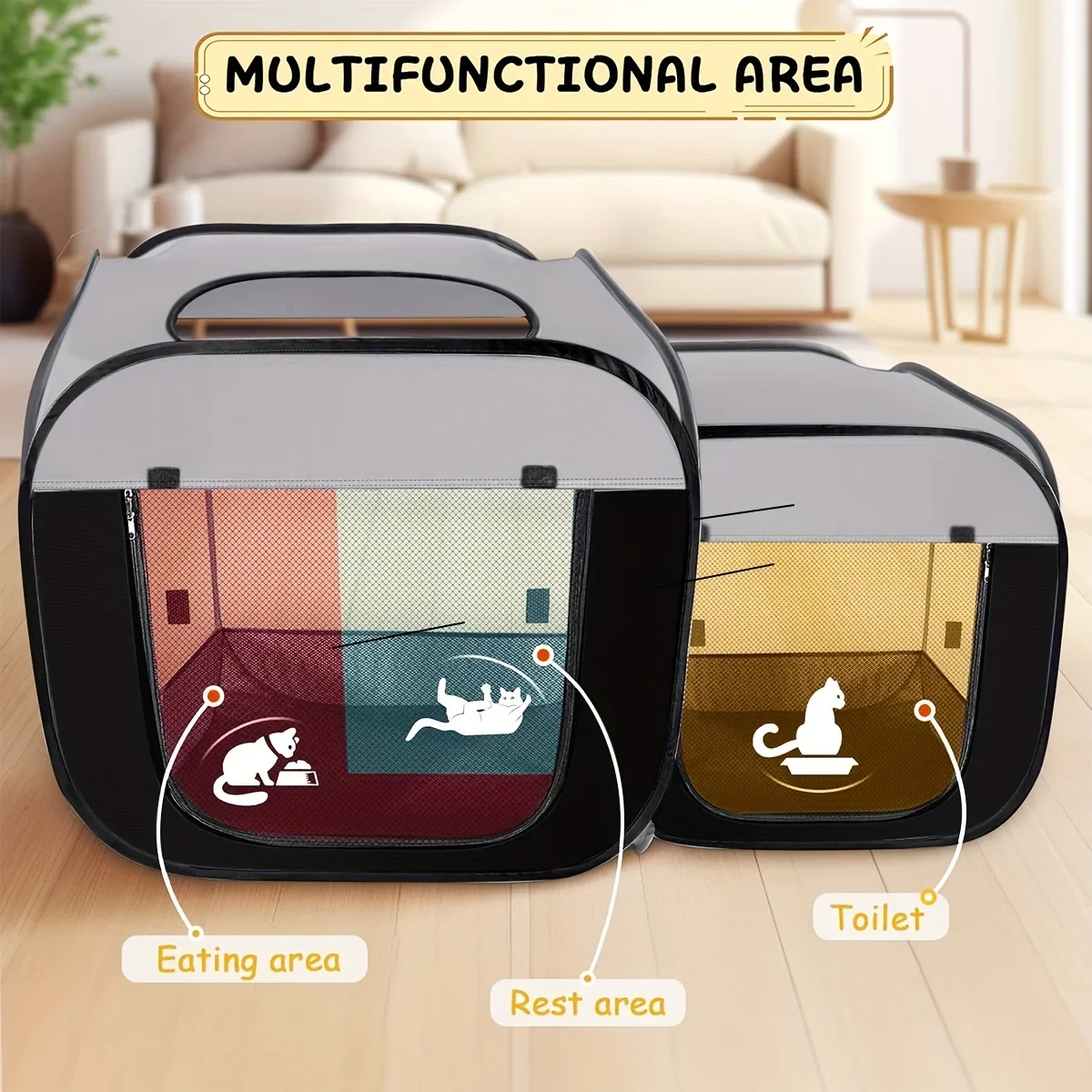 Large Cat Enclosure - Freestanding Design, Portable Indoor/Outdoor Pet Fence, Outdoor Cat Play Area Large Cat Enclosure - Freestanding Design, Portable Indoor/Outdoor Pet Fence, Outdoor Cat Play Area - Image 6