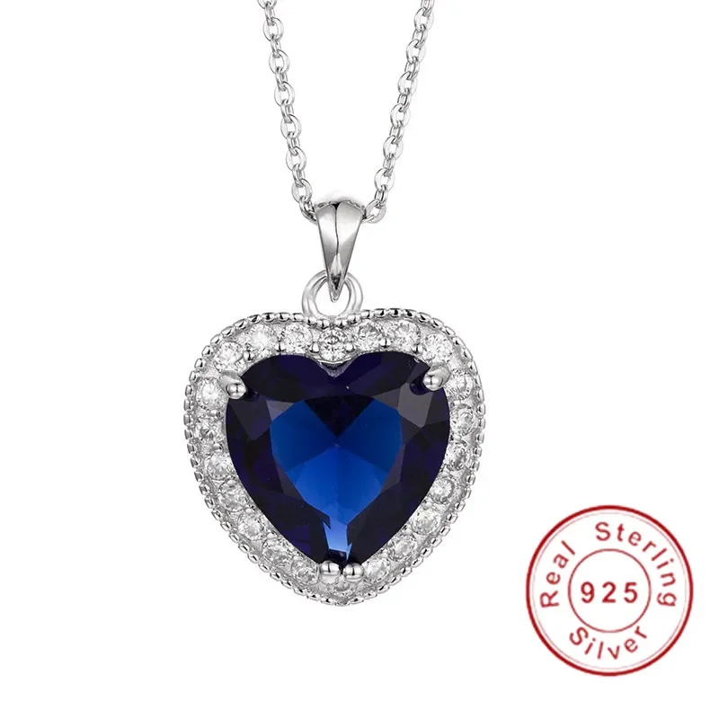 Luxus 100% 925 Sterling Silber Herz Halskette Edlen Schmuck 4Ct Weiß Sapphire Herz Anhänger Halskette Für Frauen Jahrestag Geschenk Luxus 100% 925 Sterling Silber Herz Halskette Edlen Schmuck 4Ct Weiß Sapphire Herz Anhänger Halskette Für Frauen Jahrestag Geschenk - Image 5