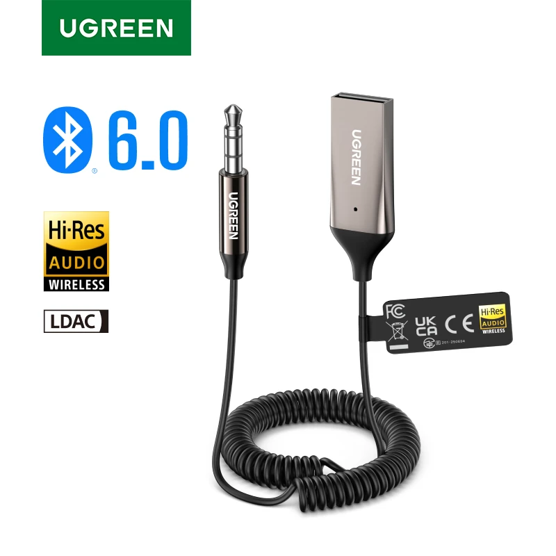Ugreen Bluetooth-Adapter 5.3 Mit Aux – Usb-Auf-3,5-Mm-Klinke, Mikrofon &Amp; Freisprechfunktion Für Auto Und Lautsprecher Bluetooth Adapter