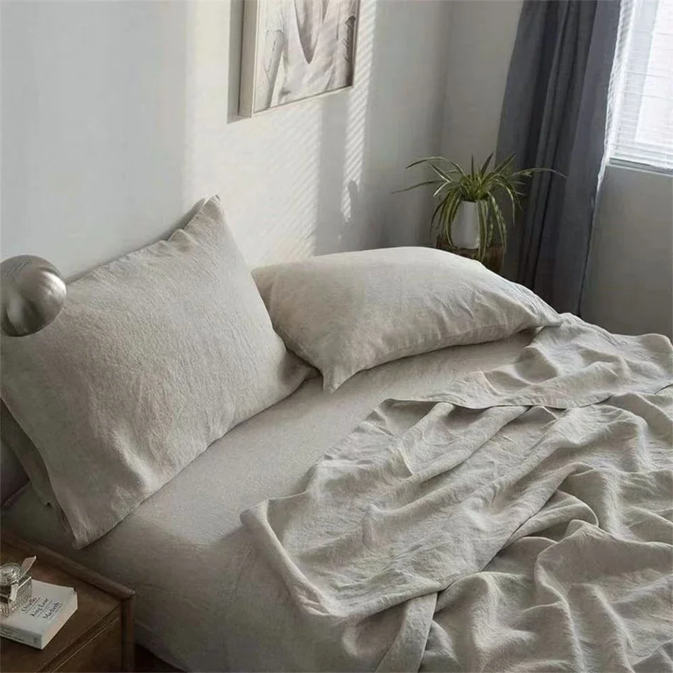 100% Linen Bed Duvet Cover Stone Washed France Linen Solid Color Breathable Sheets Pillowcase Home Textiles Bedding 100% Linen Bed Duvet Cover Stone Washed France Linen Solid Color Breathable Sheets Pillowcase Home Textiles Bedding - Image 12