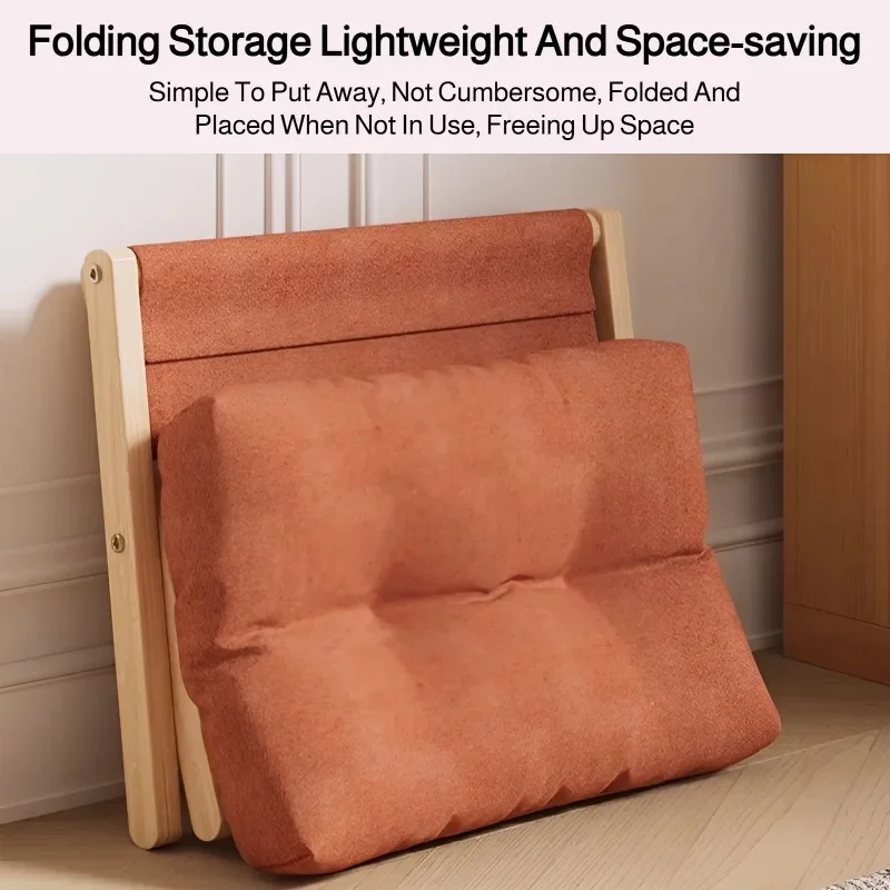 Solid Wood Folding Shoe Changing Stool With Cotton Filled Cushion, Portable Low Footstool For Entryway &Amp; Sofa Rest Solid Wood Folding Shoe Changing Stool With Cotton Filled Cushion, Portable Low Footstool For Entryway &Amp; Sofa Rest - Image 4