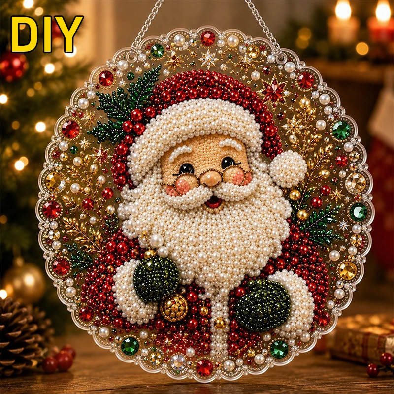 Diy Perlen-Diamant-Malset Perlen-Kit Spitze Runde Acryl-Anhänger Diamant-Malerei Weihnachten Für Heimdekoration Geschenk Diy Perlen-Diamant-Malset Perlen-Kit Spitze Runde Acryl-Anhänger Diamant-Malerei Weihnachten Für Heimdekoration Geschenk
