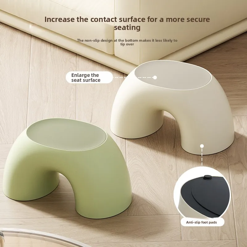 Nordic Rainbow Arch Stool For Kids &Amp; Adults, Cream White Minimalist Plastic Low Stool, Anti-Slip Step Stool For Bathroom, Shoe C Nordic Rainbow Arch Stool For Kids &Amp; Adults, Cream White Minimalist Plastic Low Stool, Anti-Slip Step Stool For Bathroom, Shoe C - Image 4