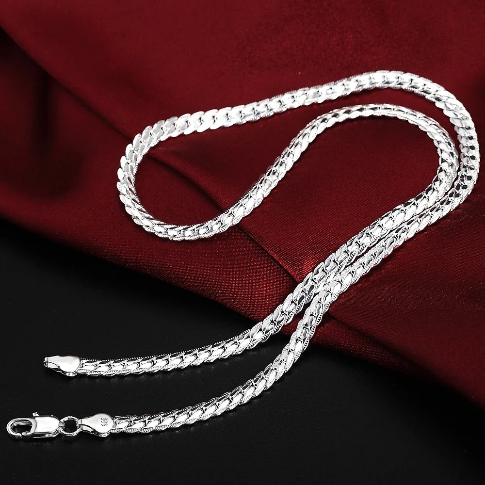 Heiße 925 Sterling Silber 6Mm Seitenkette 16/18/20/22/24 Zoll Halskette Für Frauen Mann Mode Hochzeit Verlobung Schmuck Geschenke Heiße 925 Sterling Silber 6Mm Seitenkette 16/18/20/22/24 Zoll Halskette Für Frauen Mann Mode Hochzeit Verlobung Schmuck Geschenke - Image 4