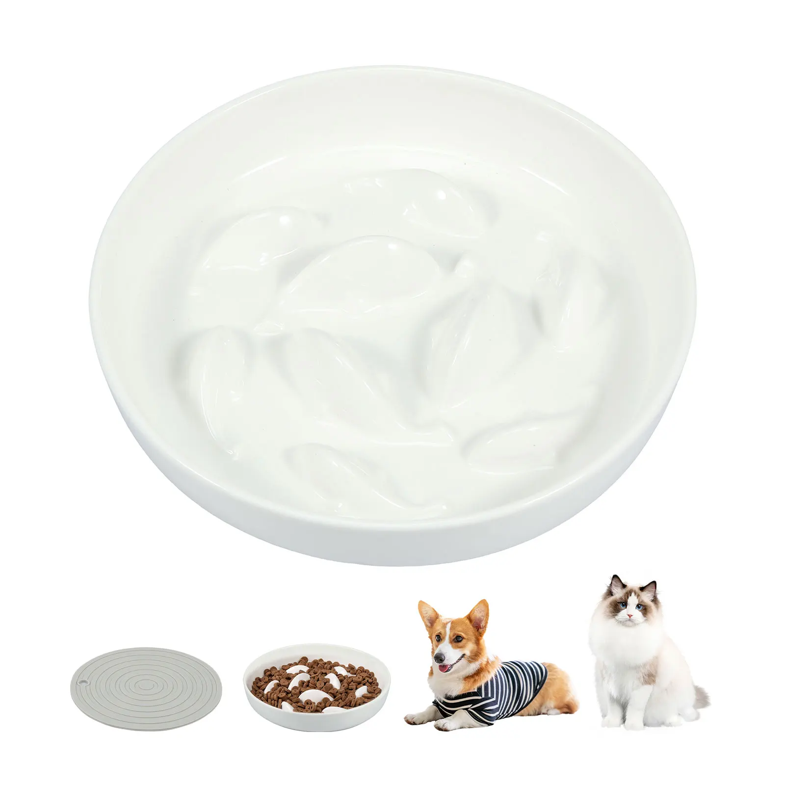 Cat Bowl Slow Feeder Non Slip Mat Raised Edge Pets Eating Anti Vomiting Ceramic Bowl Reusable Healthy Anti-Choking Cat Bowl Slow Feeder Non Slip Mat Raised Edge Pets Eating Anti Vomiting Ceramic Bowl Reusable Healthy Anti-Choking - Image 2