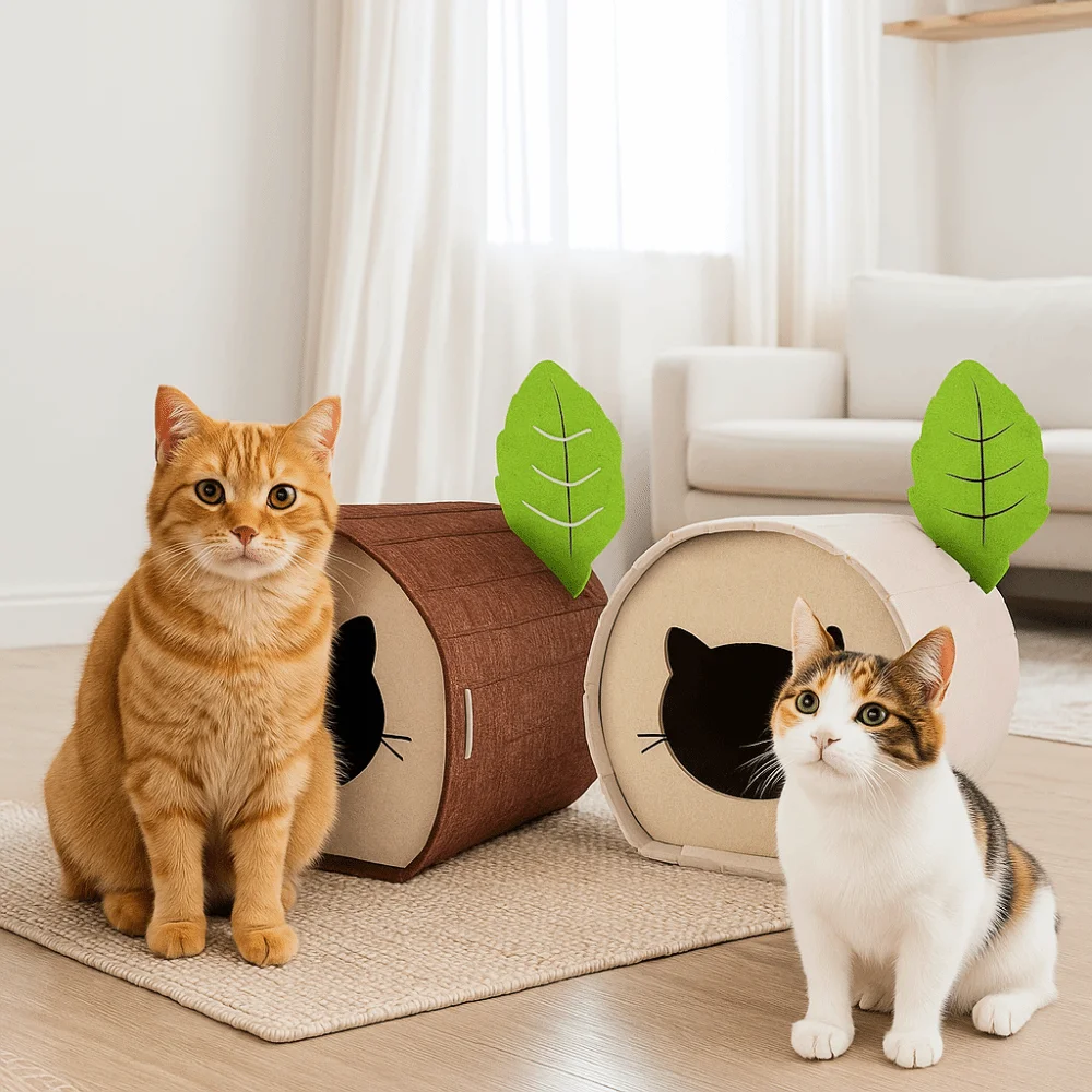 Lustiges Filzhöhlen-Katzenhaus, Baumloch, Faltbarer Katzenkratzbaum, Halbgeschlossenes, Verschleißfestes Katzenbett Zum Kratzen/Schlafen Von Katzen Lustiges Filzhöhlen-Katzenhaus, Baumloch, Faltbarer Katzenkratzbaum, Halbgeschlossenes, Verschleißfestes Katzenbett Zum Kratzen/Schlafen Von Katzen - Image 2