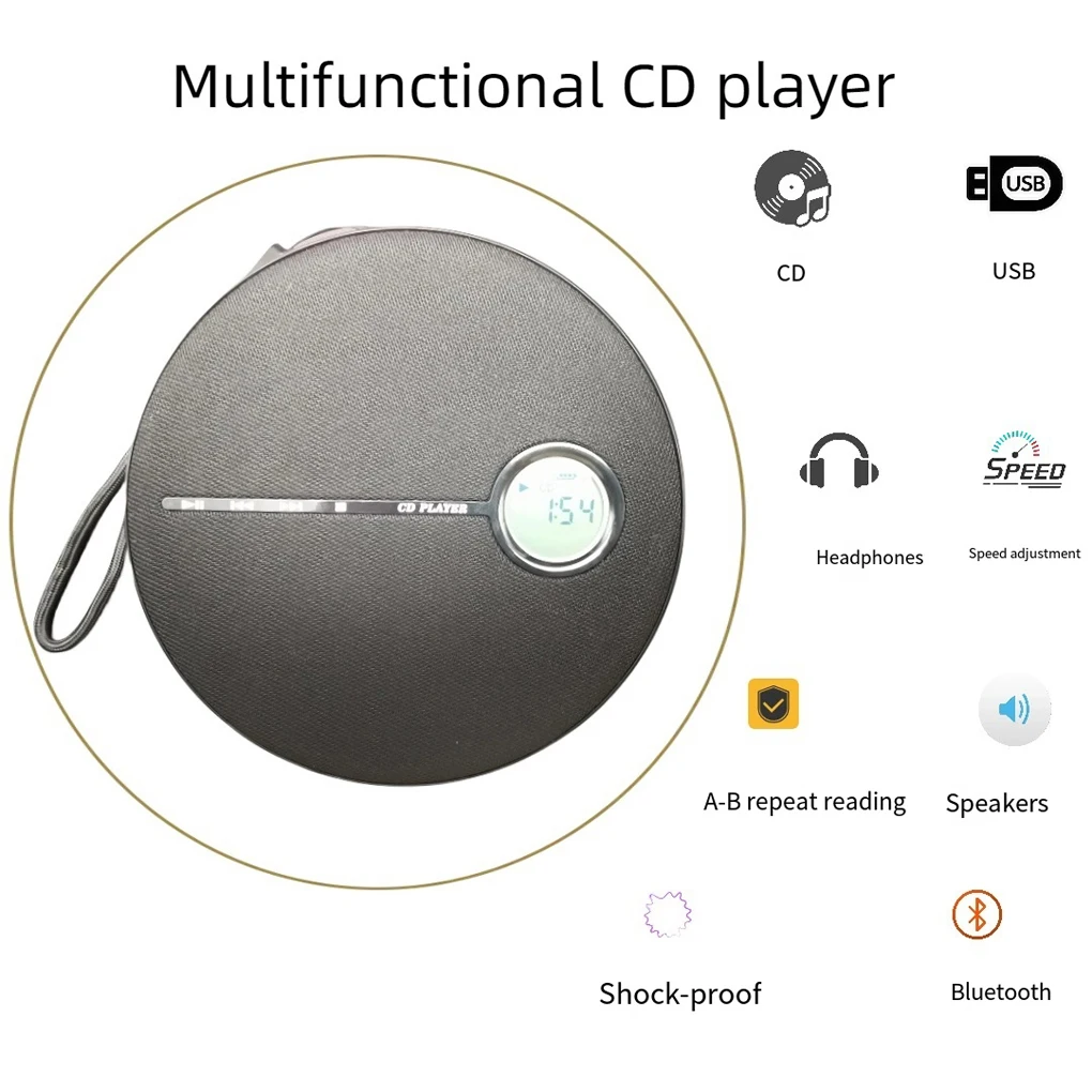 Tragbarer Walkman-Cd-Player Mit Bluetooth, Wiederaufladbar, Lautsprecher &Amp; Usb – Discman Mit Kabelloser Übertragung Tragbarer Walkman-Cd-Player Mit Bluetooth, Wiederaufladbar, Lautsprecher &Amp; Usb – Discman Mit Kabelloser Übertragung - Image 4