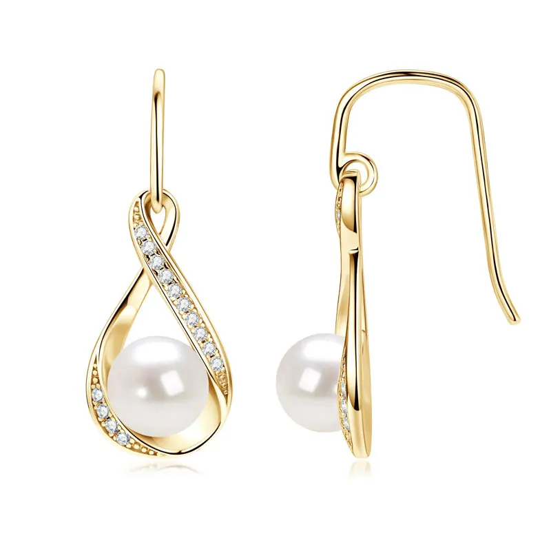 Moissanit Natürliche Süßwasserperlen Infinity Anhänger Halskette &Amp; Ohrringe Set Für Damen 925 Sterling Silber Hochzeitsschmuck Set Moissanit Natürliche Süßwasserperlen Infinity Anhänger Halskette &Amp; Ohrringe Set Für Damen 925 Sterling Silber Hochzeitsschmuck Set - Image 8