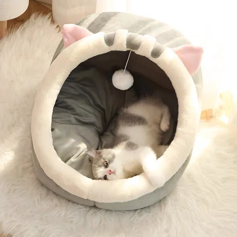 Winterwarmes Katzenbett: Gemütlicher Haustierkorb, Kätzchenliege, Kissen, Katzennestzelt, Sehr Weiche Kleine Hundematte, Tasche, Katzenhöhle Winterwarmes Katzenbett: Gemütlicher Haustierkorb, Kätzchenliege, Kissen, Katzennestzelt, Sehr Weiche Kleine Hundematte, Tasche, Katzenhöhle - Image 2