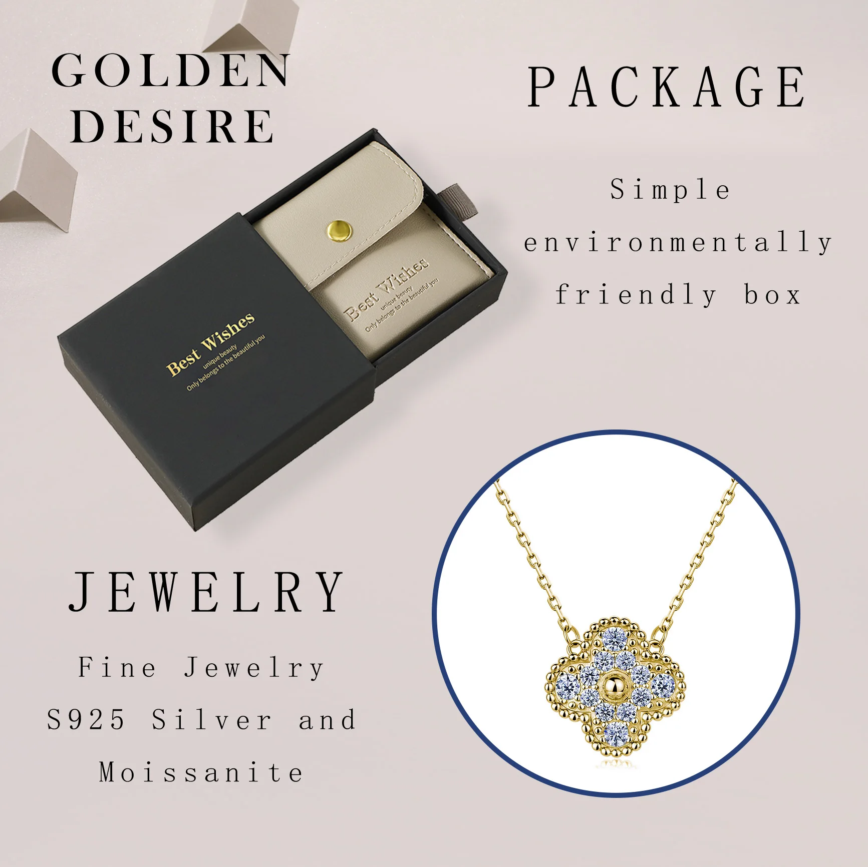 0,5 Karat Moissanit Vierblättriges Kleeblatt Halskette 925 Sterling Silber Vollbesetzter Anhänger Damenschmuck 0,5 Karat Moissanit Vierblättriges Kleeblatt Halskette 925 Sterling Silber Vollbesetzter Anhänger Damenschmuck - Image 8