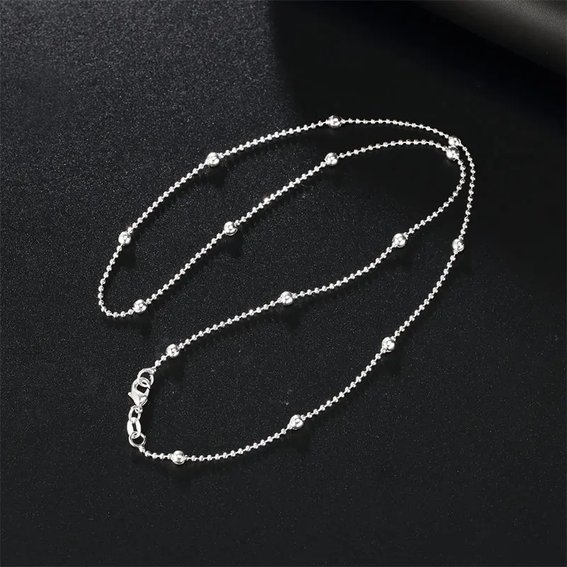 Charm 925 Sterling Silver 16-24 Inches Fine Sweater Bead Chain Women Necklace For Fashion Temperament Jewelry Party Wedding Charm 925 Sterling Silver 16-24 Inches Fine Sweater Bead Chain Women Necklace For Fashion Temperament Jewelry Party Wedding