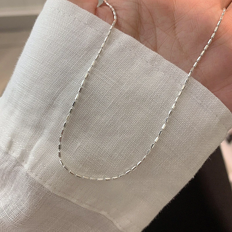 925 Sterling Silver Necklace With Simple Geometric Beads Choker Shiny And Delicate Collarbone Chain For Women Fashion Jewellery 925 Sterling Silver Necklace With Simple Geometric Beads Choker Shiny And Delicate Collarbone Chain For Women Fashion Jewellery - Image 10