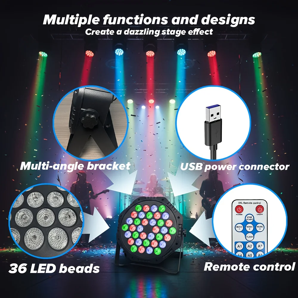 36 Led Usb Rgb Flachstrahler – Dmx512 Bühnenlicht Mit Farbwechsel Für Ktv, Club, Bar, Disco Und Partys 36 Led Usb Rgb Flachstrahler – Dmx512 Bühnenlicht Mit Farbwechsel Für Ktv, Club, Bar, Disco Und Partys - Image 5