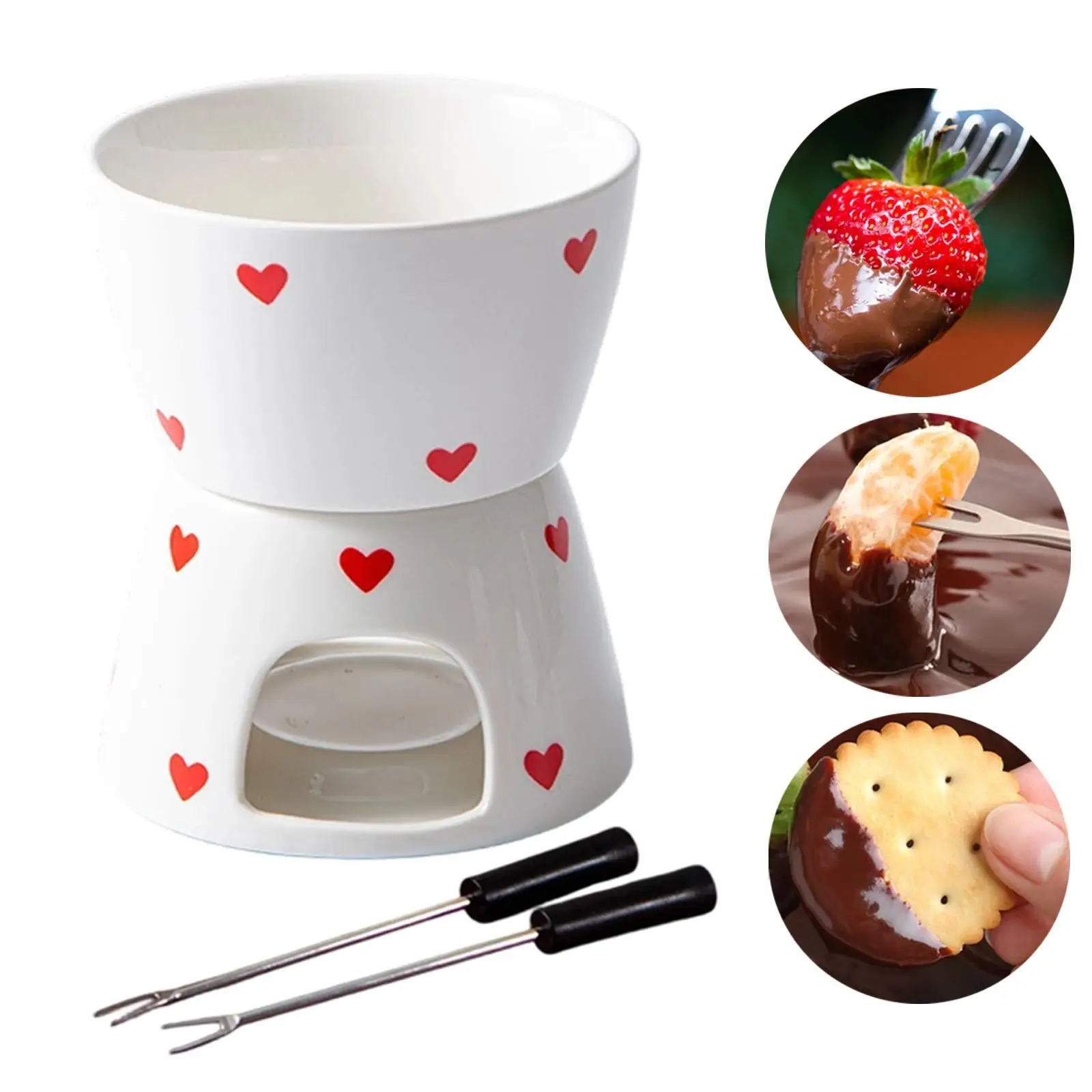 Keramik-Schokoladenfondue-Schale Mit Kerzenhalter Dessert-Fondue-Set Pfanne Für Feiern Und Zuhause Keramik-Schokoladenfondue-Schale Mit Kerzenhalter Dessert-Fondue-Set Pfanne Für Feiern Und Zuhause - Image 3