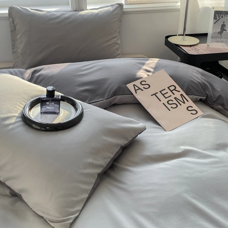 Ins Style Solid Color Duvet Cover Set Washed Cotton Bedclothes Comforter Cover Pillowcase Soft Bedding Sets Quilt Covers 220X240 Ins Style Solid Color Duvet Cover Set Washed Cotton Bedclothes Comforter Cover Pillowcase Soft Bedding Sets Quilt Covers 220X240 - Image 5