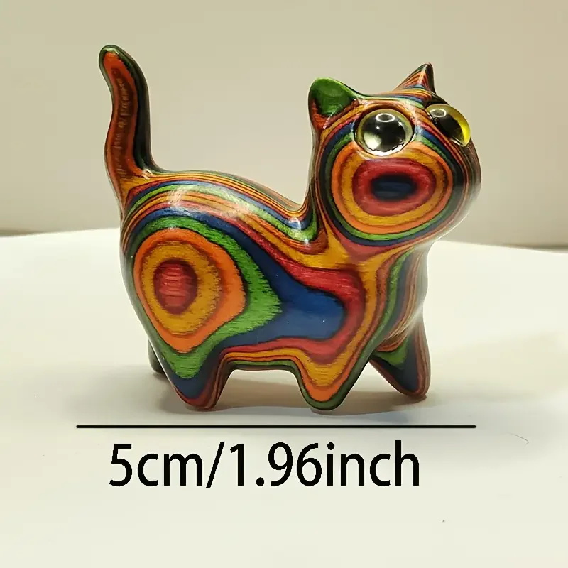 1 Painted Wooden Kitten Creative Wooden Sculpture Small Cat Home Festival Entrance Decoration Small Statue Ornaments 1 Painted Wooden Kitten Creative Wooden Sculpture Small Cat Home Festival Entrance Decoration Small Statue Ornaments - Image 4