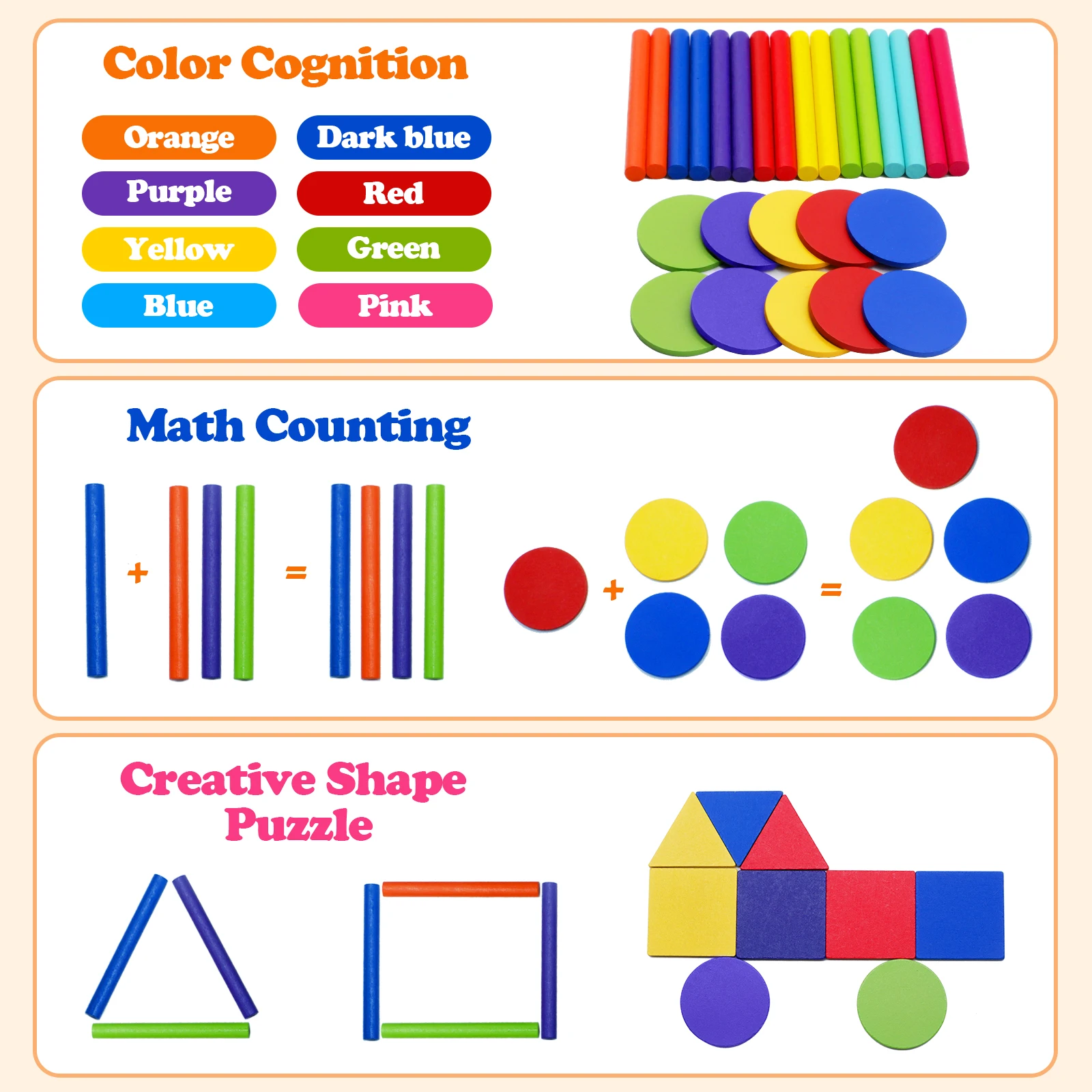 Montessori Wooden Toys Color Sorting Fine Motor Toys Shape Matching Sensory Toys Early Educational Puzzle Toys For Toddlers Montessori Wooden Toys Color Sorting Fine Motor Toys Shape Matching Sensory Toys Early Educational Puzzle Toys For Toddlers - Image 5