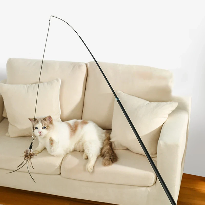 Ausziehbares Katzenspielzeug Mit Langer Stange, Künstliche Federn, Interaktiver Teaser-Stab, Katzenbedarf Ausziehbares Katzenspielzeug Mit Langer Stange, Künstliche Federn, Interaktiver Teaser-Stab, Katzenbedarf - Image 3