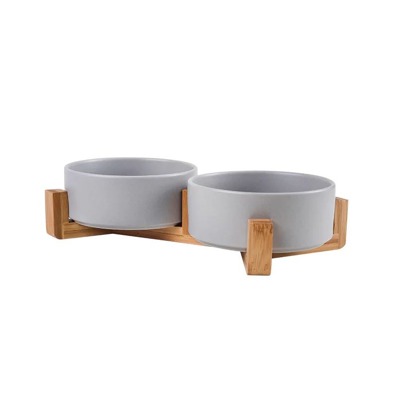 Cat Bowl Double Pet Dish With Wooden Stand Tall Elevated For Cervical Protection Cat Bowl Double Pet Dish With Wooden Stand Tall Elevated For Cervical Protection - Image 12