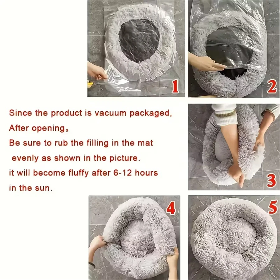 Soft Pet Cat Bed Pad Plush Warm Faux Fur Dog Calm Bed Donut Round Bed Comfortable Sleeping Washable For Small Medium Dog And Cat Soft Pet Cat Bed Pad Plush Warm Faux Fur Dog Calm Bed Donut Round Bed Comfortable Sleeping Washable For Small Medium Dog And Cat - Image 3