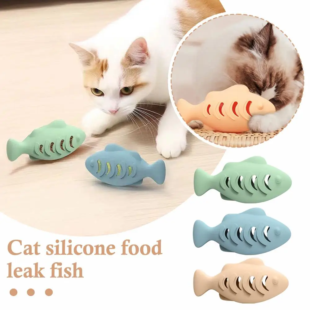 Interactive Cat Toy Food Dispenser For Indoor Cats Blue Treat &Amp; Catnip Stuffer Engaging Silicone Fish Chew Toy Dental Care Interactive Cat Toy Food Dispenser For Indoor Cats Blue Treat &Amp; Catnip Stuffer Engaging Silicone Fish Chew Toy Dental Care - Image 3
