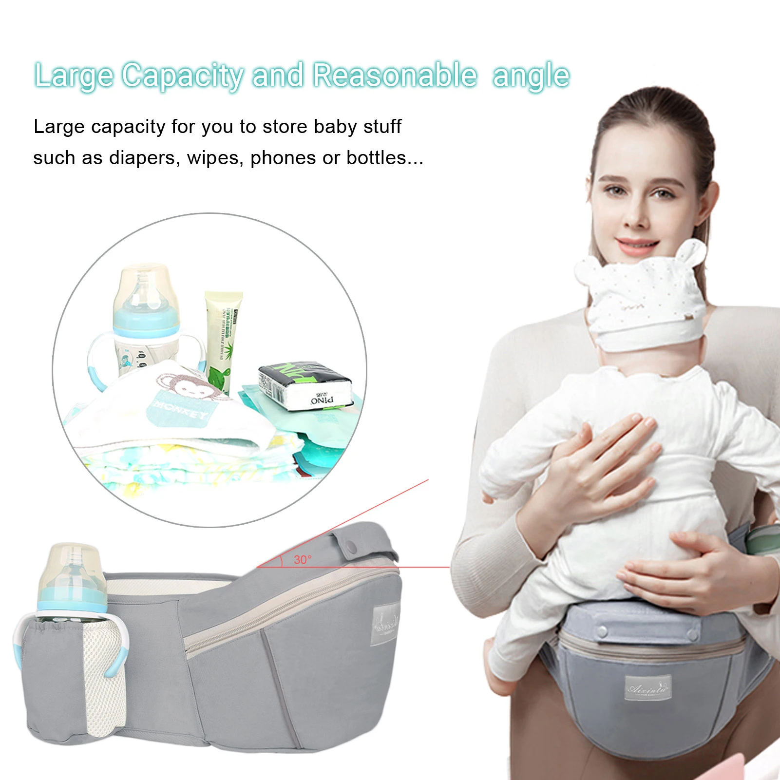 Babytrage Ergonomischer Multifunktionaler Hüfthocker Für Neugeborene Bis Kleinkinder Mehrzweck-Zubehör Für Vor- Und Nach-Känguru-Taschen Babytrage Ergonomischer Multifunktionaler Hüfthocker Für Neugeborene Bis Kleinkinder Mehrzweck-Zubehör Für Vor- Und Nach-Känguru-Taschen - Image 2