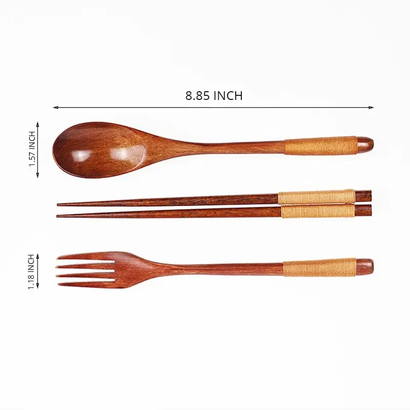 1Pc Wooden Chopsticks Fork Spoon Three-Piece Set Twine Japanese-Style Tableware Kitchen Home Chopsticks Fork Spoon Cutlery Set 1Pc Wooden Chopsticks Fork Spoon Three-Piece Set Twine Japanese-Style Tableware Kitchen Home Chopsticks Fork Spoon Cutlery Set - Image 9