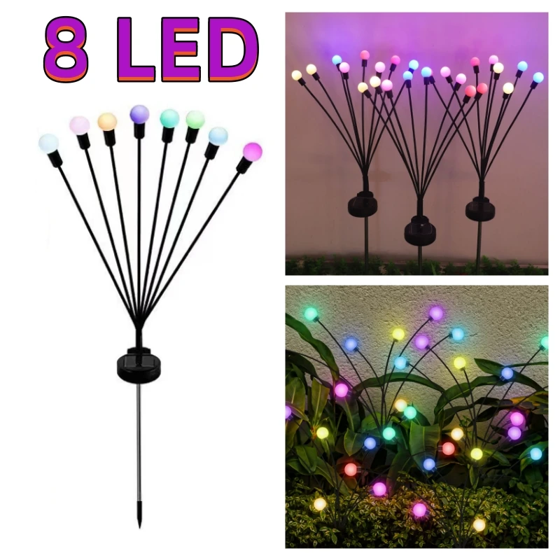 6/8/10 Led Solarbetriebene Gartenleuchten Glühwürmchen-Lichter Für Den Außenbereich, Wasserdicht, Lebendige Schwankende Lichter Für Terrassen-Wegendekoration 6/8/10 Led Solarbetriebene Gartenleuchten Glühwürmchen-Lichter Für Den Außenbereich, Wasserdicht, Lebendige Schwankende Lichter Für Terrassen-Wegendekoration - Image 7