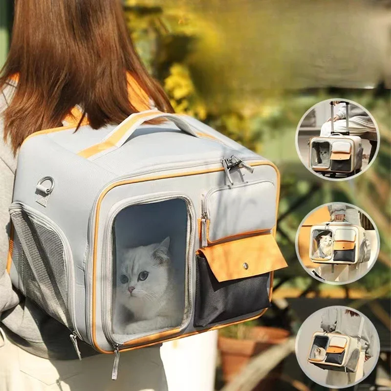 Cat Carrier Bag Pet Trolley Case Small Dog Luggage Bags Portable Cat Backpack Pushable Shoulder/Portable/Diagonal Bag Detachable Cat Carrier Bag Pet Trolley Case Small Dog Luggage Bags Portable Cat Backpack Pushable Shoulder/Portable/Diagonal Bag Detachable - Image 4