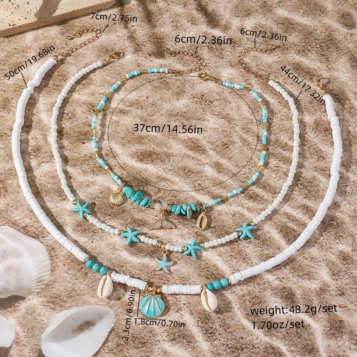 Damenmode Mehrschichtige Seestern Muschel Anhänger Halskette Handgemachte Perlen Halsband Sommer Strand Party Schmuck Geschenk Damenmode Mehrschichtige Seestern Muschel Anhänger Halskette Handgemachte Perlen Halsband Sommer Strand Party Schmuck Geschenk - Image 4