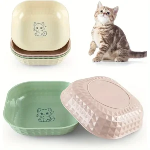 6pcs Cat Bowls Set - Whisker Fatigue Relief Shallow Dishes + 5.5in Wet Food Plates, Anti-Tip Pet Dishes for Indoor Cats