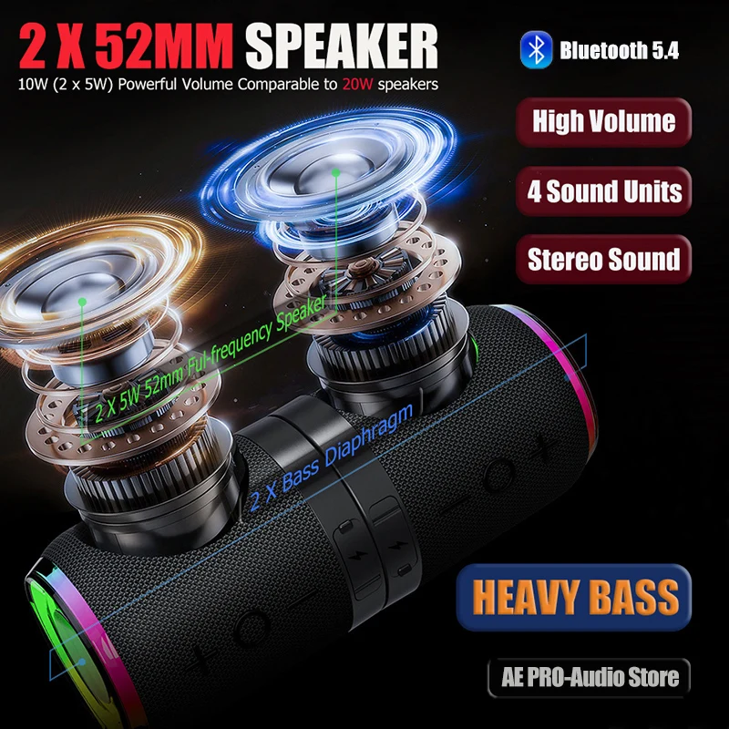 Tragbarer Bluetooth Lautsprecher – Tws Stereo Dual-Speaker Mit Kraftvollem Bass, Wasserdichtem Design Und Kabelloser Outdoor-Musik Tragbarer Bluetooth Lautsprecher – Tws Stereo Dual-Speaker Mit Kraftvollem Bass, Wasserdichtem Design Und Kabelloser Outdoor-Musik - Image 2