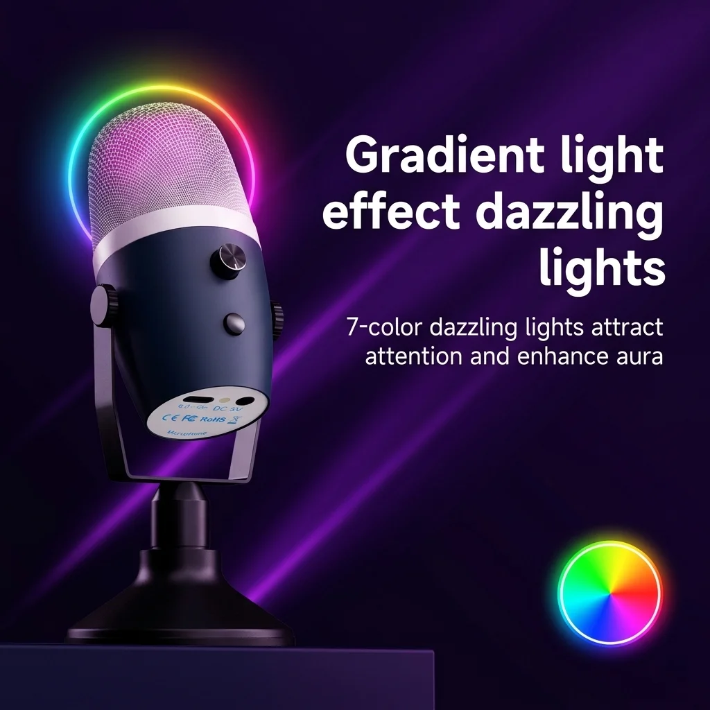Rgb Usb-Kondensatormikrofon – Gaming-Streaming-Aufnahmemikrofon Für Pc, Podcasts &Amp; Sprachaufnahmen Rgb Usb-Kondensatormikrofon – Gaming-Streaming-Aufnahmemikrofon Für Pc, Podcasts &Amp; Sprachaufnahmen - Image 4
