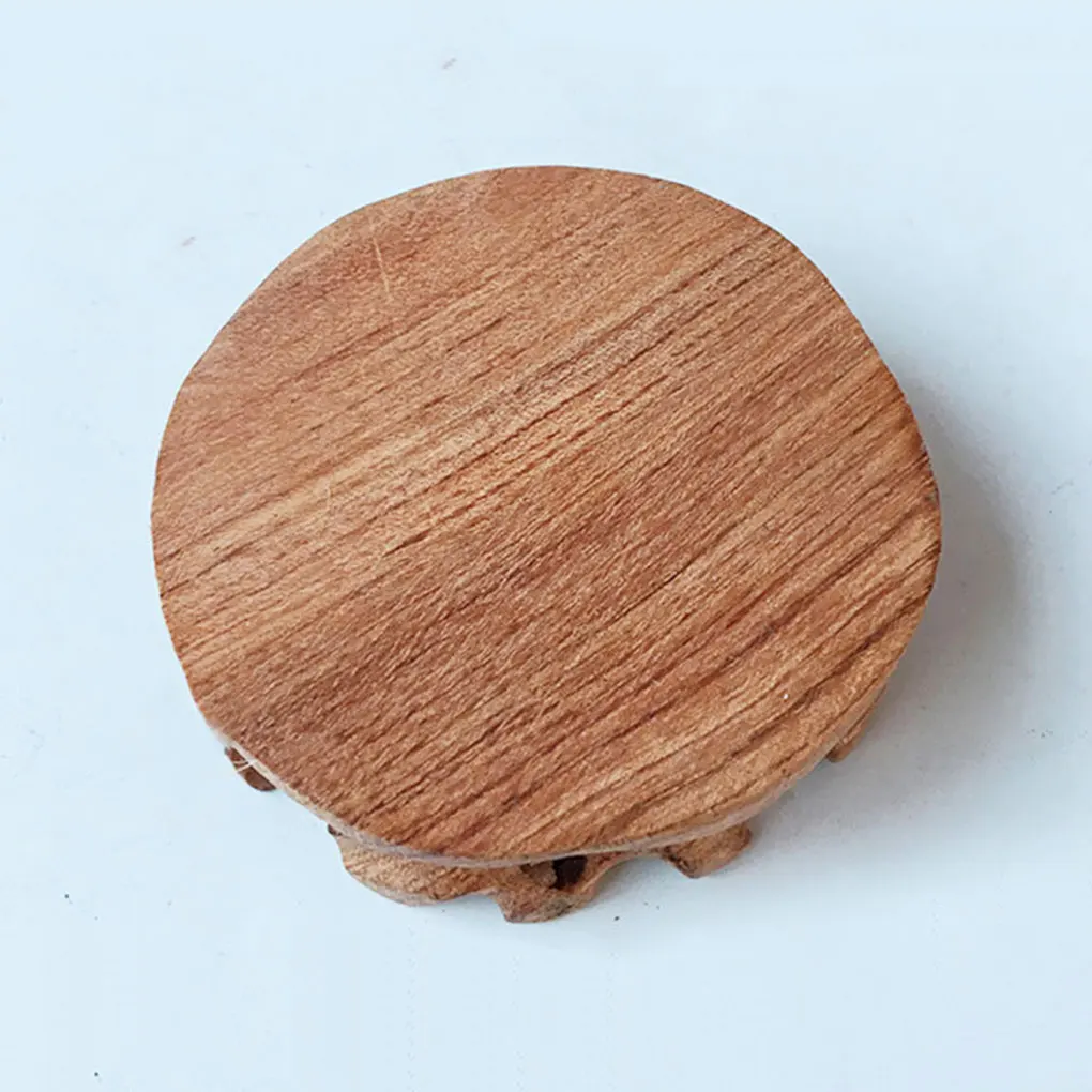 Round Wooden Stool Base Smooth Vintage Exquisite Figurines Stand Clear Texture Sturdy Pedestal Craft Home Stores Round Wooden Stool Base Smooth Vintage Exquisite Figurines Stand Clear Texture Sturdy Pedestal Craft Home Stores - Image 5