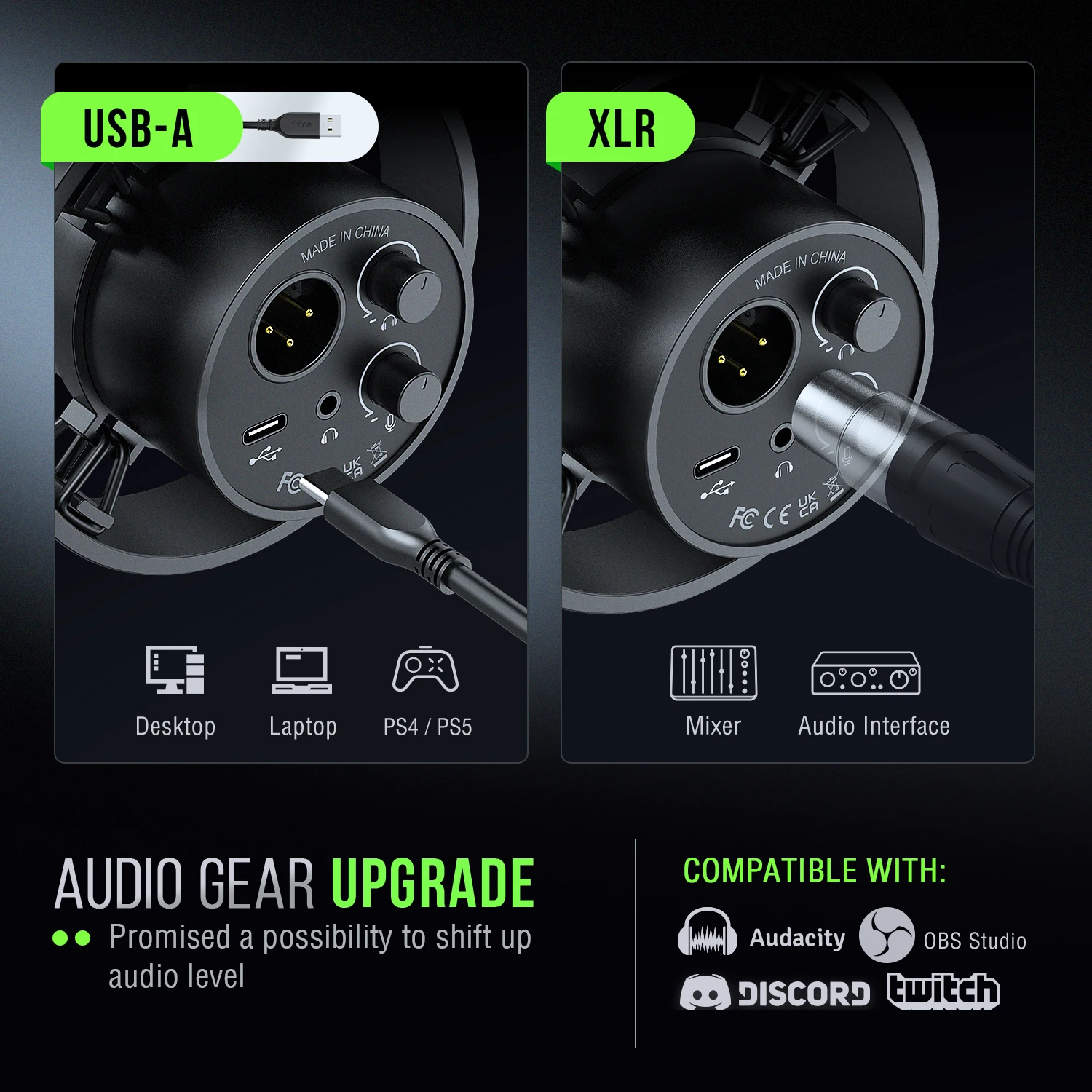 Fifine K688 Usb/Xlr-Dynamikmikrofon Mit Stoßdämpferhalterung, Touch-Stummschaltung, Kopfhöreranschluss &Amp; Lautstärkeregler Für Pc Fifine K688 Usb/Xlr-Dynamikmikrofon Mit Stoßdämpferhalterung, Touch-Stummschaltung, Kopfhöreranschluss &Amp; Lautstärkeregler Für Pc - Image 3
