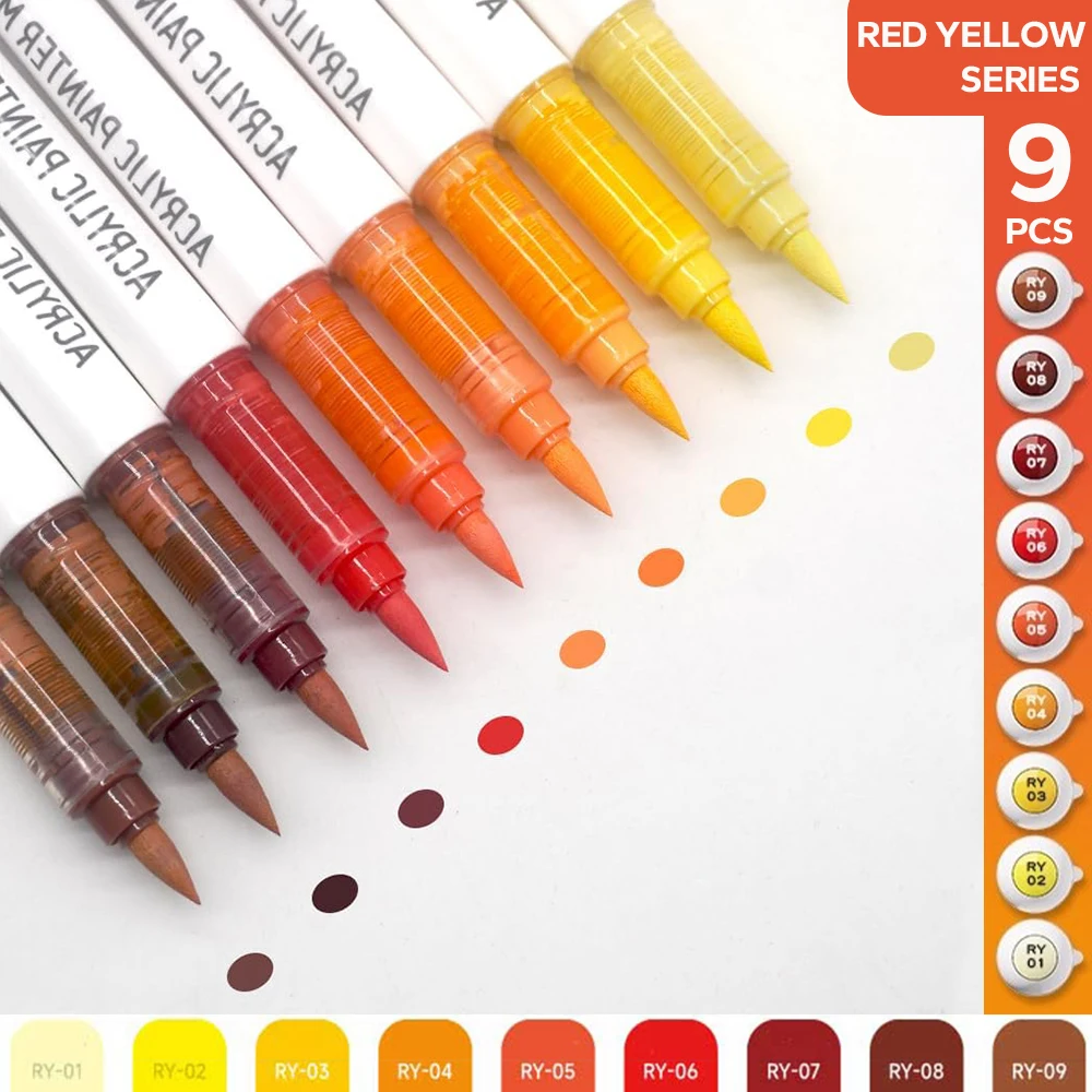 9-Teiliges Acryl-Pinselstift-Set, Professionelle Kunstmarker Mit Tintensteuerung Zum Malen, Zeichnen Und Skizzieren, Schulzubehör, Kunst 9-Teiliges Acryl-Pinselstift-Set, Professionelle Kunstmarker Mit Tintensteuerung Zum Malen, Zeichnen Und Skizzieren, Schulzubehör, Kunst - Image 7