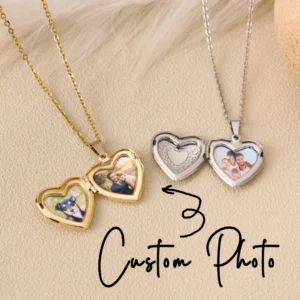 Personalisierte 1/2 Foto-Herz-Medaillon-Halskette, Modische Damen-Halskette, Individuelles Souvenir-Geschenk, Muttertags-Geschenkidee