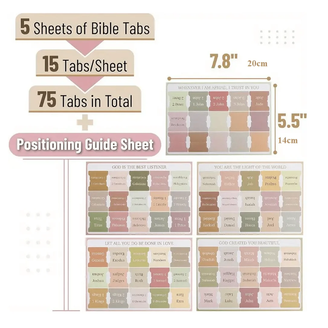 5 Blatt (75 Stück) Bibelregisterkarten Mit Großer Schrift Und Leicht Zu Lesenden Bibel-Journaling-Zubehör, Selbstklebende Index-Etiketten, Aufkleber, Schreibwaren 5 Blatt (75 Stück) Bibelregisterkarten Mit Großer Schrift Und Leicht Zu Lesenden Bibel-Journaling-Zubehör, Selbstklebende Index-Etiketten, Aufkleber, Schreibwaren - Image 4