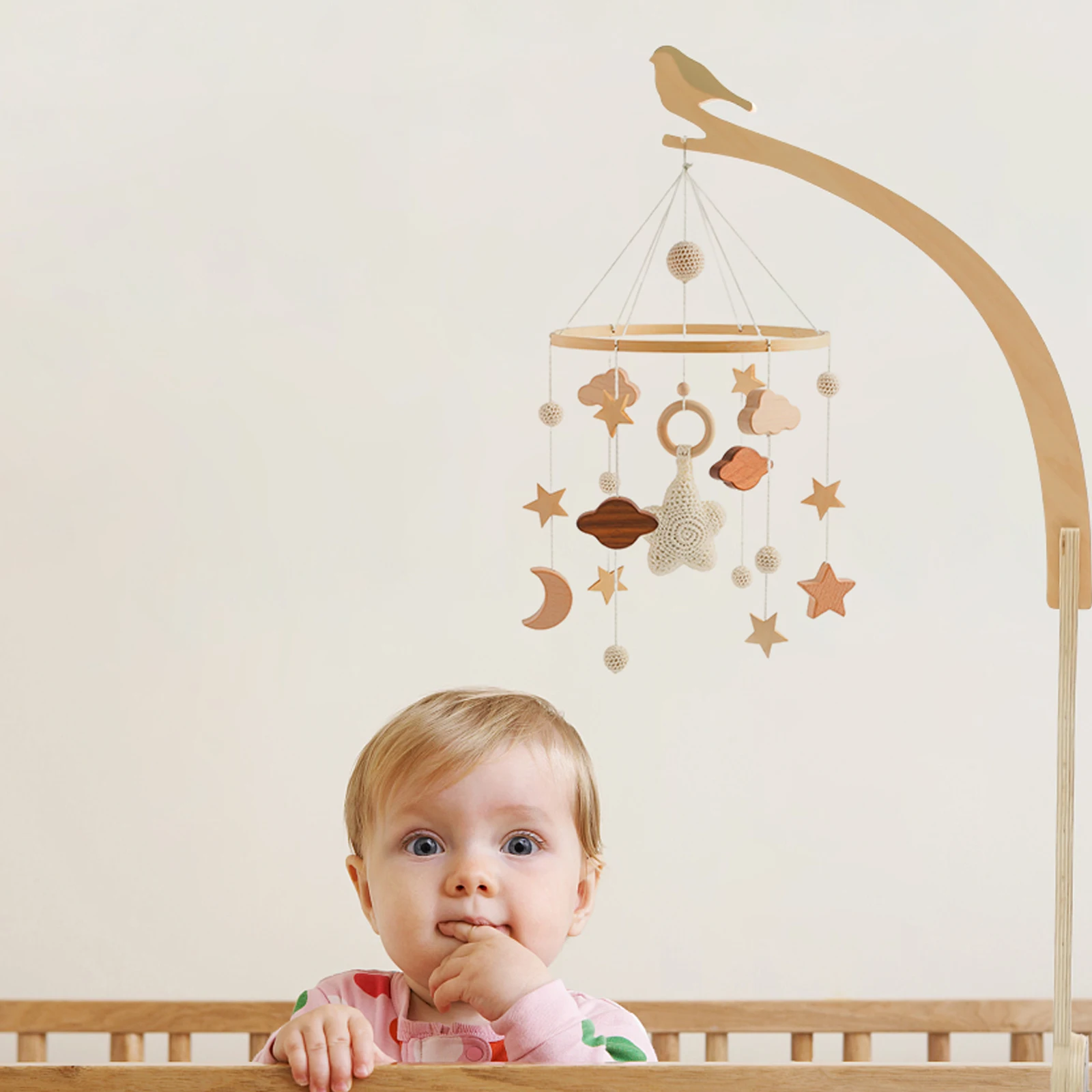 Baby Holz Kleine Birdie Bett Glocke Halterung Cartoon Krippe Bett Glocke Mobile Hängende Rassel Spielzeug Kleiderbügel Baby Krippe Dekoration Access Ori Baby Holz Kleine Birdie Bett Glocke Halterung Cartoon Krippe Bett Glocke Mobile Hängende Rassel Spielzeug Kleiderbügel Baby Krippe Dekoration Access Ori - Image 2