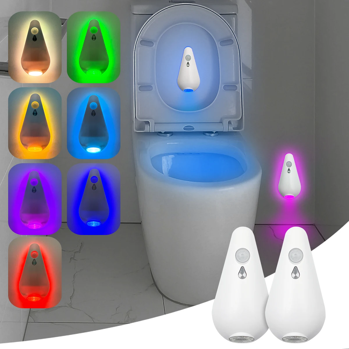 Rgb Smart Motion Sensor Nachtlicht, Toilettensitzlichter, Usb Wiederaufladbare 8-Farben-Lampe Für Sommerkorridor Wc Camping Home Decor Rgb Smart Motion Sensor Nachtlicht, Toilettensitzlichter, Usb Wiederaufladbare 8-Farben-Lampe Für Sommerkorridor Wc Camping Home Decor