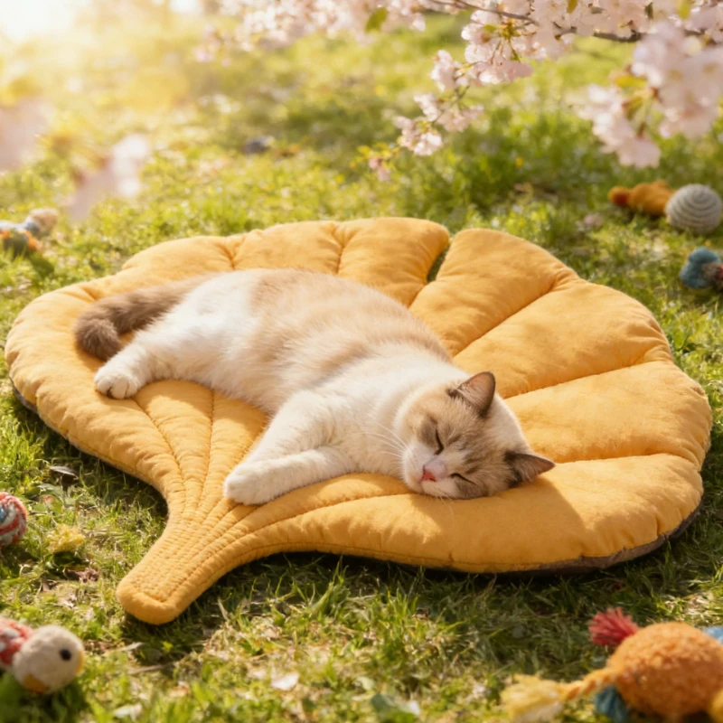 1/2Pcs Leaf Shaped Cat Bed And Pet Mat Soft Washable Reversible Non-Slip Cushion For Cats And Dogs Indoor Travel Camping Pet Bed 1/2Pcs Leaf Shaped Cat Bed And Pet Mat Soft Washable Reversible Non-Slip Cushion For Cats And Dogs Indoor Travel Camping Pet Bed - Image 2