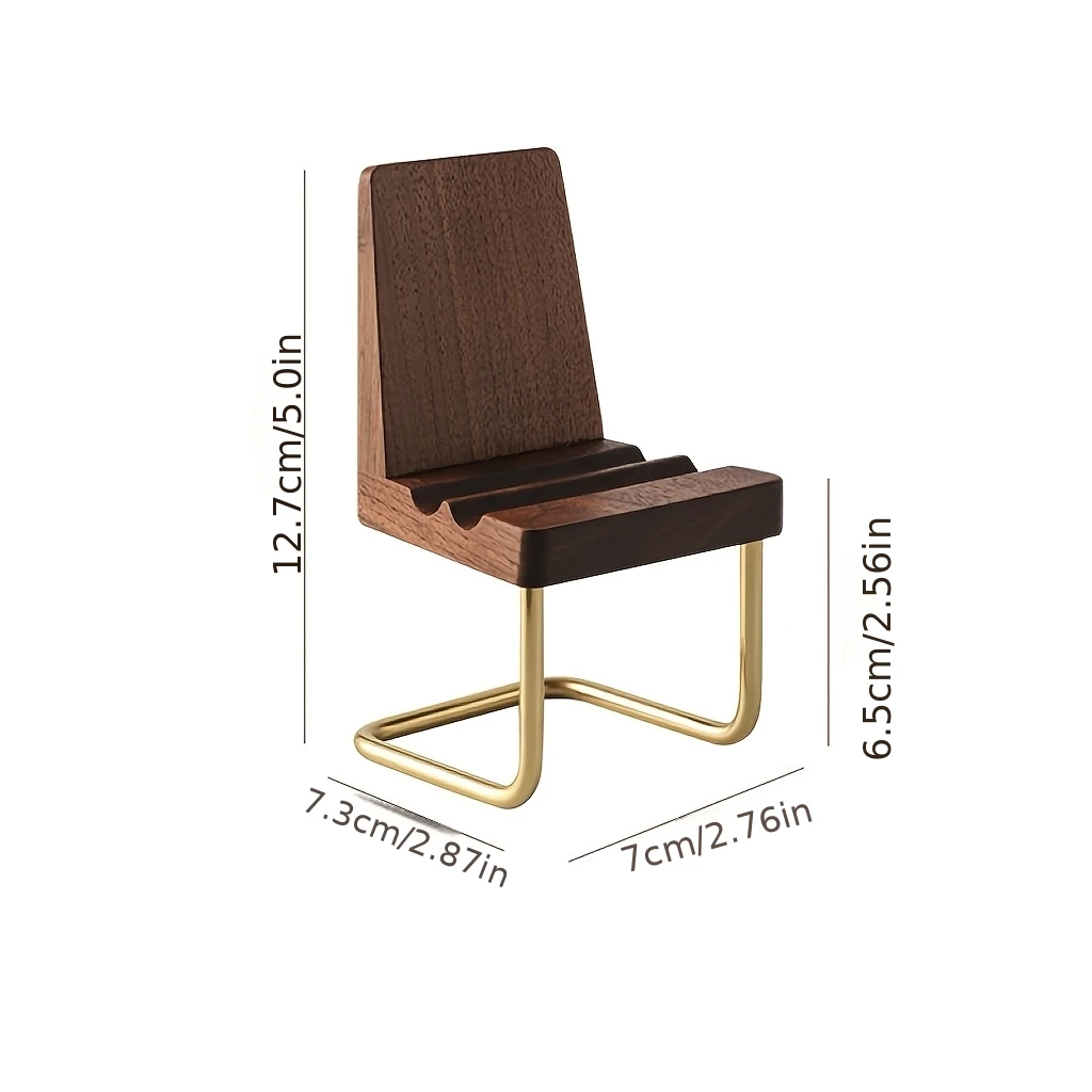 Minimalist Walnut Wood Desktop Phone Stand Stylish Stool Design Home Desk Decoration Minimalist Walnut Wood Desktop Phone Stand Stylish Stool Design Home Desk Decoration - Image 3