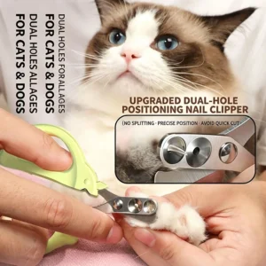 Pet Cat Nail Clipper Dual Hole Anti-Bleeding Positioning Nail Scissors Beginner Safe Cat Paw Trimmer Cutter Tool