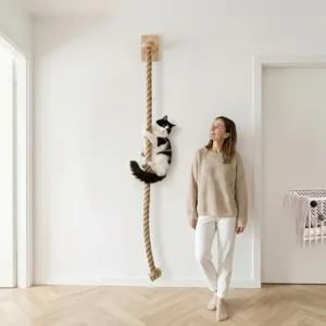 Katzen Kletterseil mit Holzplattform