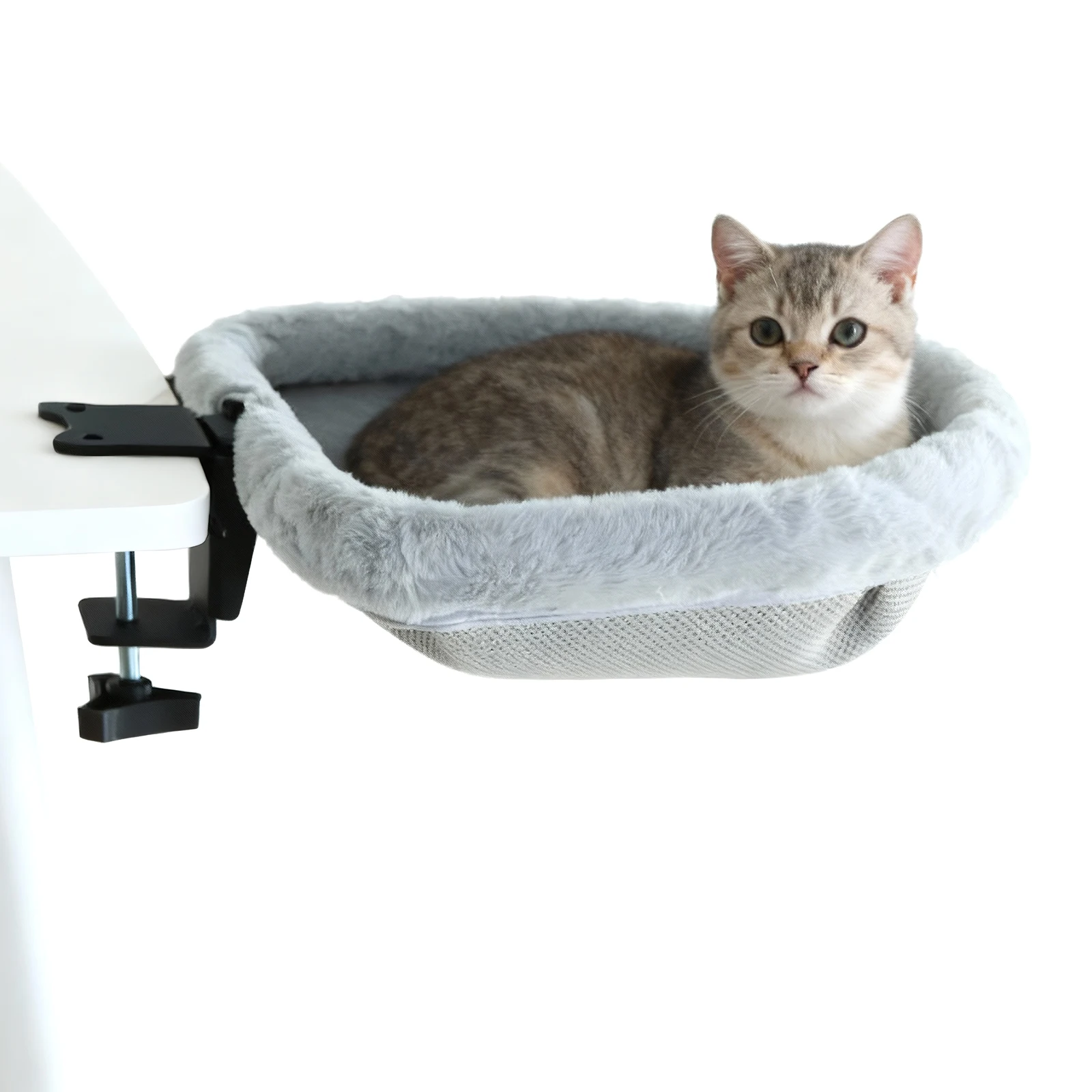 Cat Desk Bed One-Click Folding Sunken Design Space-Saving Semi-Circular Cat Desk Hammock Perch For Home Office Indoor Cats Cat Desk Bed One-Click Folding Sunken Design Space-Saving Semi-Circular Cat Desk Hammock Perch For Home Office Indoor Cats - Image 7