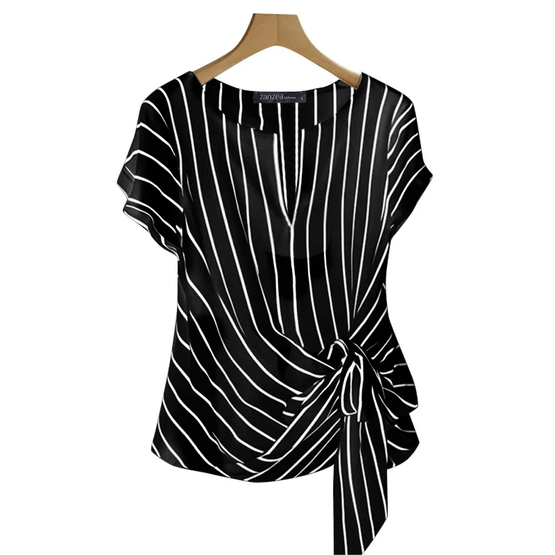 Mode Streifen Bluse 2025, Zanzea Sommer Frauen V-Ausschnitt Kurzarm Tops Elegante Arbeit Ol Hemd Beiläufige Lose Blusas Weibliche Chemise Mode Streifen Bluse 2025, Zanzea Sommer Frauen V-Ausschnitt Kurzarm Tops Elegante Arbeit Ol Hemd Beiläufige Lose Blusas Weibliche Chemise - Image 9