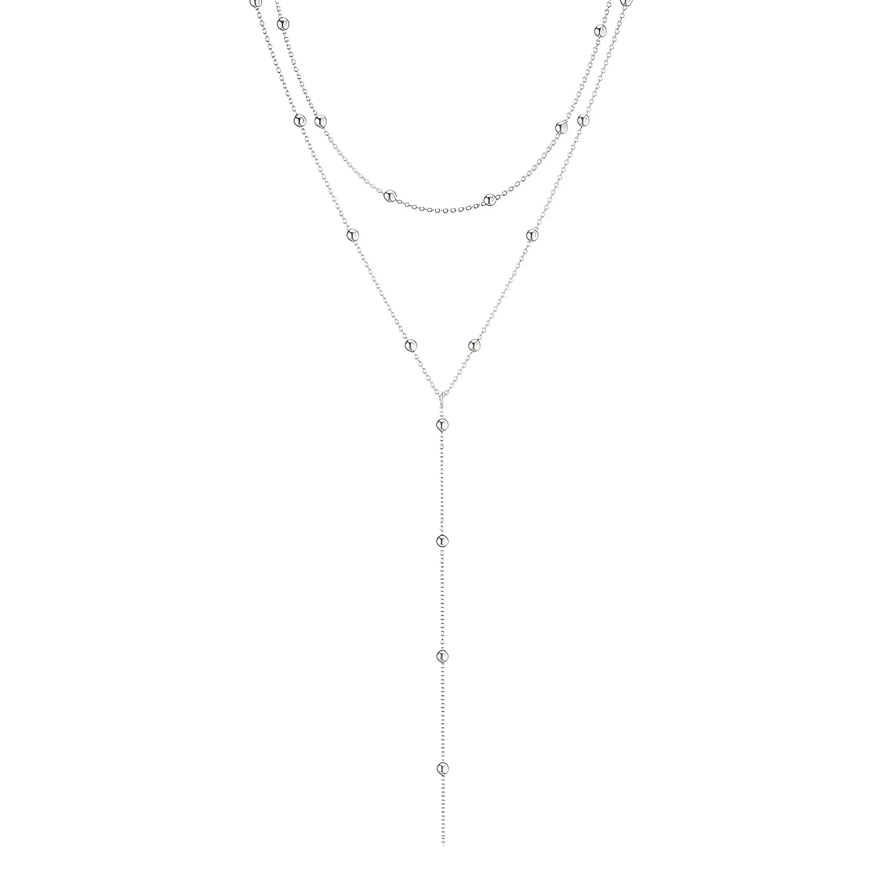 Vergoldete Lariat-Halskette Für Frauen, Doppelte Laryer, Lange Kette, Tropfen-Anhänger, Choker-Halsketten, Modische Geschenke Vergoldete Lariat-Halskette Für Frauen, Doppelte Laryer, Lange Kette, Tropfen-Anhänger, Choker-Halsketten, Modische Geschenke - Image 5