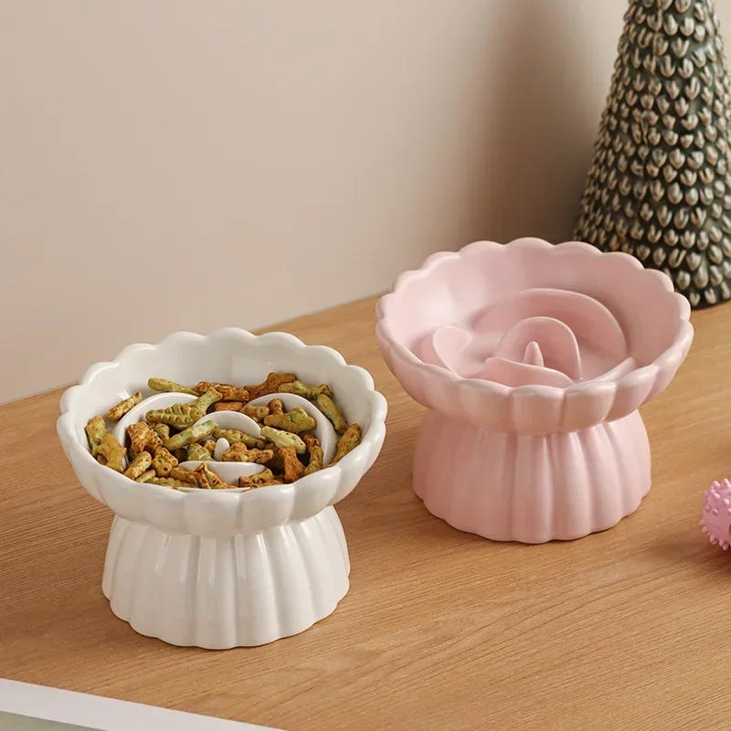 Cat Food Bowl Ceramic Elevated Cats Small Dogs Slow Feed Bowls Anti-Choking Pet Eating Feeders Anti-Gulping Puppy Supplies Cat Food Bowl Ceramic Elevated Cats Small Dogs Slow Feed Bowls Anti-Choking Pet Eating Feeders Anti-Gulping Puppy Supplies - Image 3